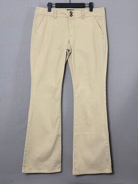 American Eagle Artist Stretch Khaki Flare Pants Womens 12 Long Beige Bootcut